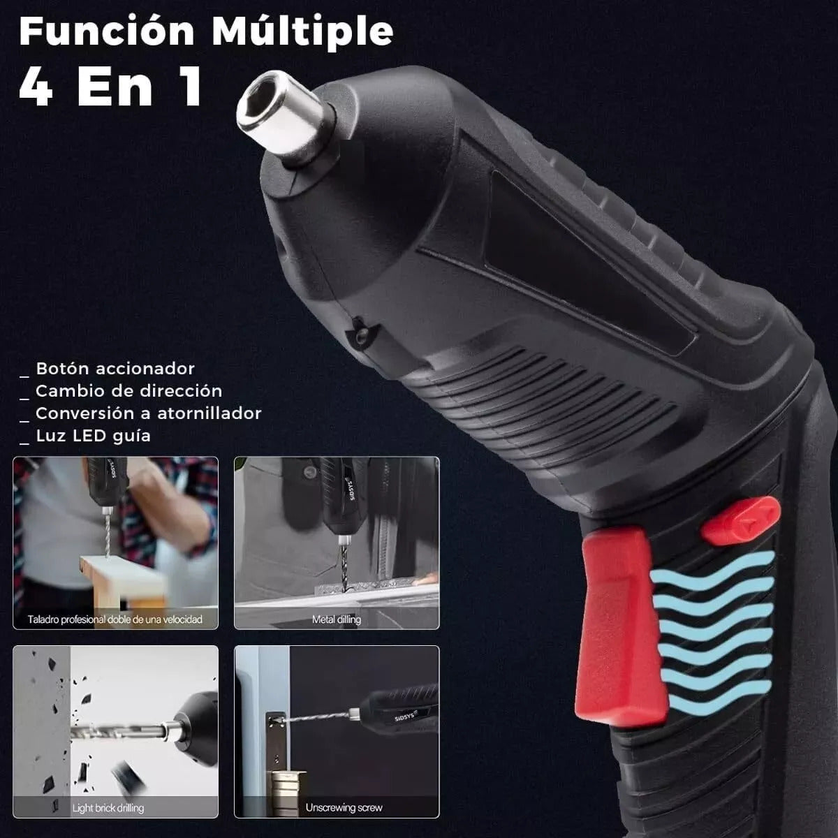 Kit Taladro-Destornillador Inalámbrico + 45 Accesorios