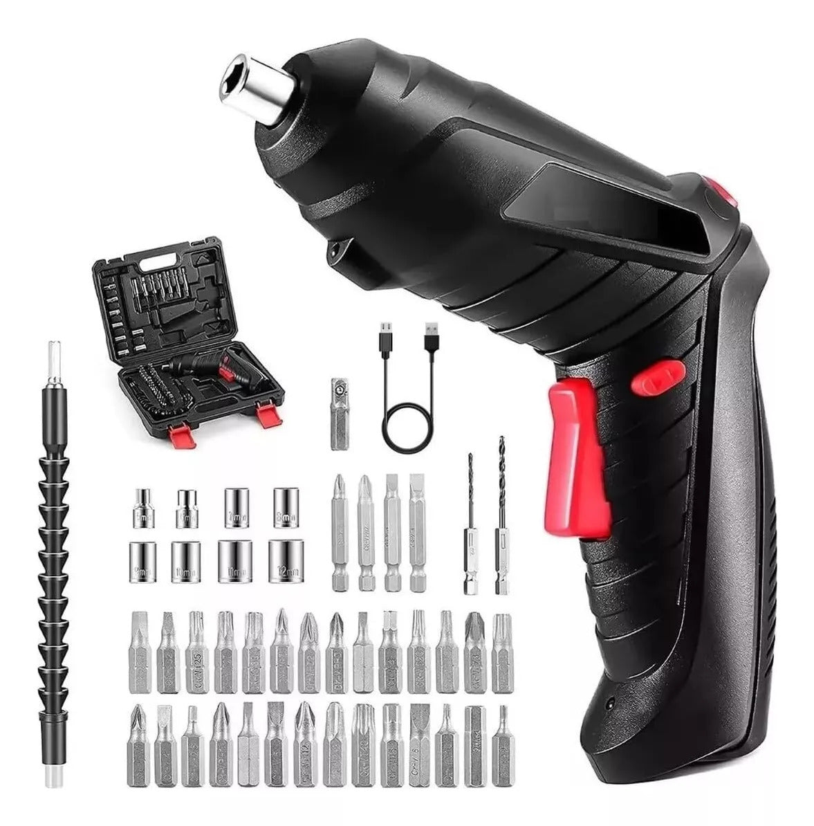 Kit Taladro-Destornillador Inalámbrico + 45 Accesorios