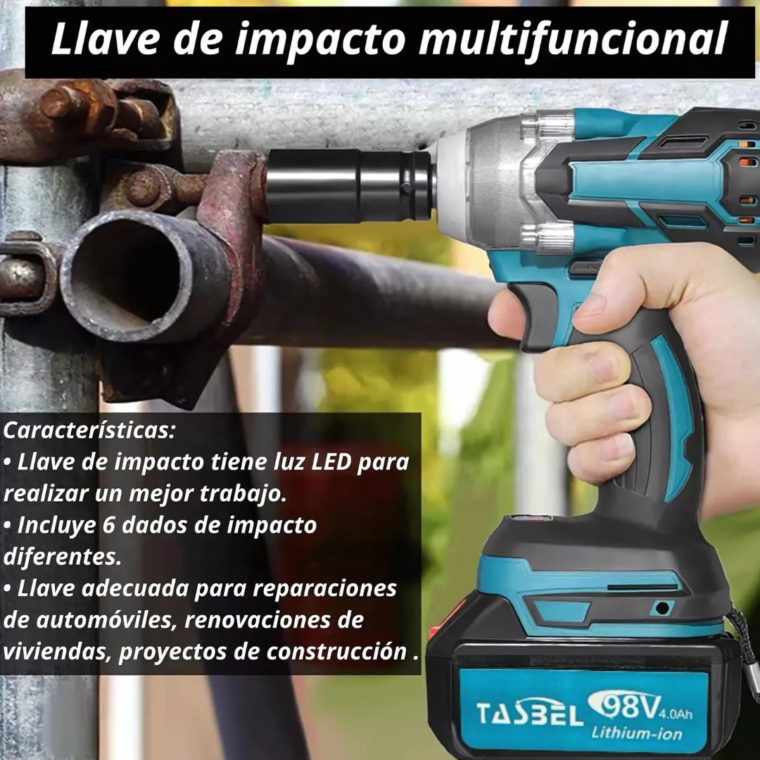 LLAVE DE IMPACTO TASBEL™ + 2 BATERIAS 98V + Set de Accesorios🎁