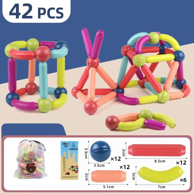 Barras Magnéticas - Juego Didáctico (42 Piezas)