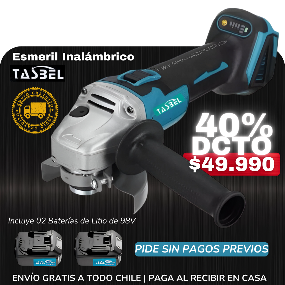 Esmeril Inalámbrico TASBEL™ + 2 Baterias 98V