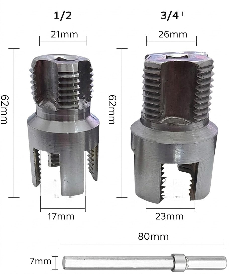 2 x Roscador Tubo PVC y PPR 1/2 Y 3/4 Adaptador de Taladro