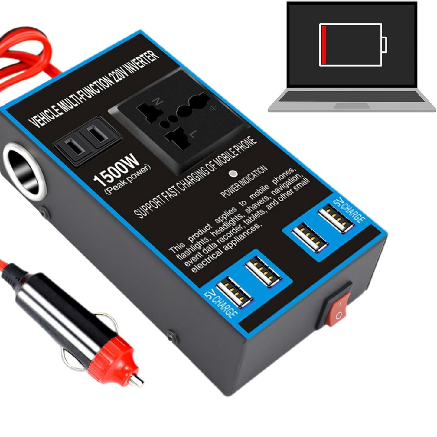 Inversor Voltaje Auto 1500w 12V a 220V