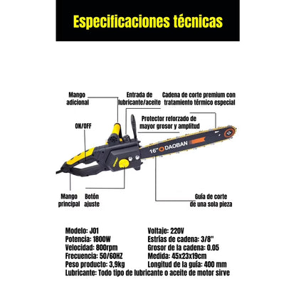 ⚡Motosierra Eléctrica 16" 1800W / 220V