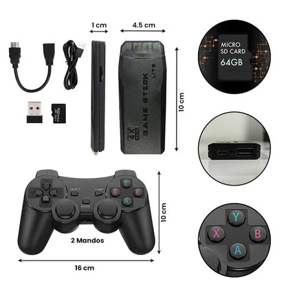 Consola Game Stick 4K 2.4G + 2 Controles Inalámbricos