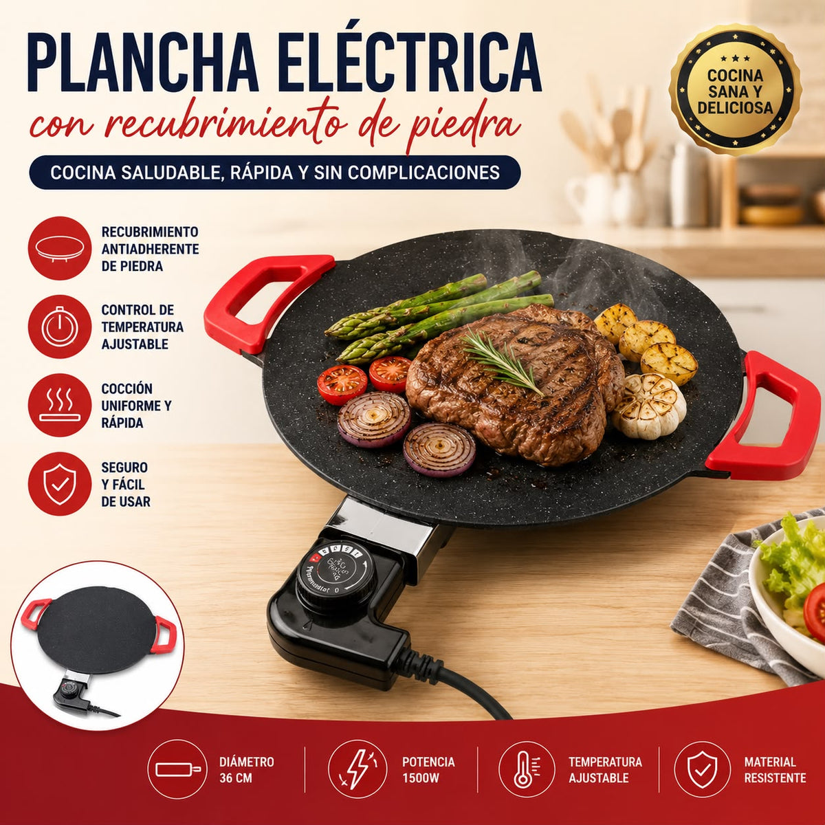 🔥Parrilla Eléctrica de 36 cm - Estilo Coreano