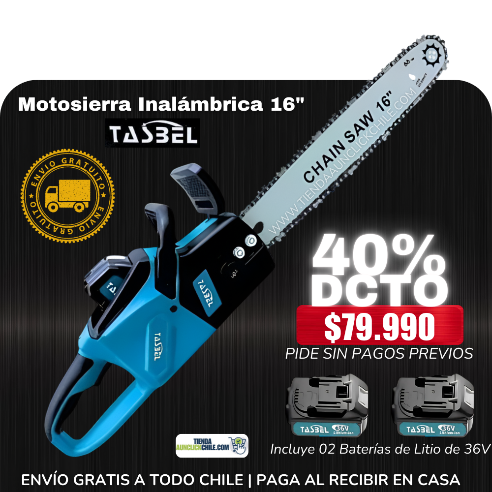 Motosierra Inalámbrica 16" TASBEL™ + 2 Baterias 36V