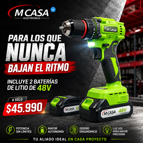 Taladro Inalámbrico MCASA™ + 2 Baterias de Litio 48V