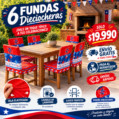 Pack 6 Fundas de Silla Fiestas Patrias
