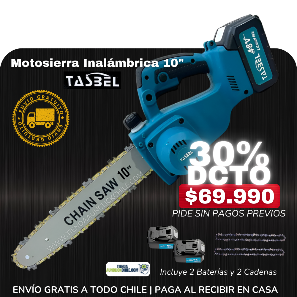 Motosierra Inalámbrica 10" TASBEL™+ 2 Baterías de 48V + 2 Cadenas