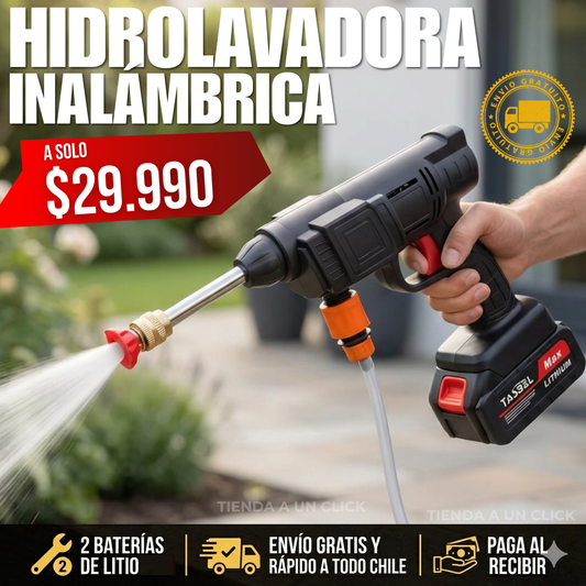 Hidrolavadora Inalámbrica + 2 Baterías de Litio Recargables