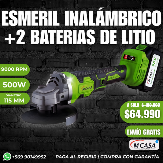 Esmeril Inalámbrico MCASA™ 500W + 2 Baterías Litio 98V