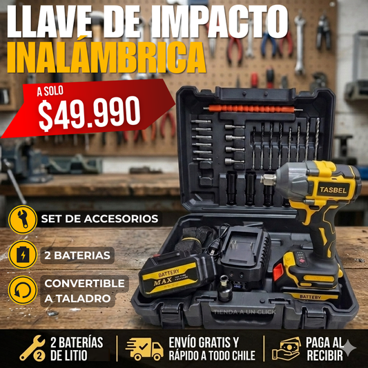 LLAVE DE IMPACTO  + 2 Baterías de Litio + Set de Accesorios🎁