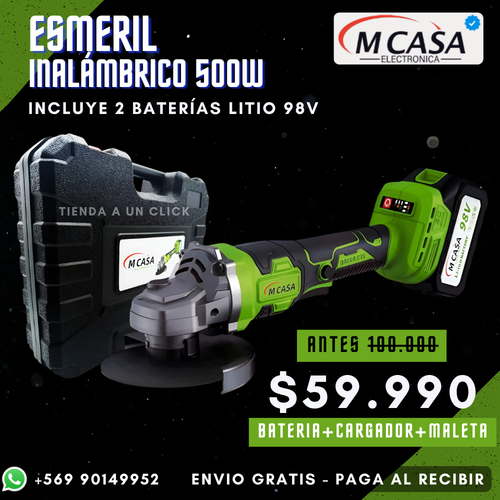 Esmeril Inalámbrico MCASA™ 500W + 2 Baterías Litio 98V