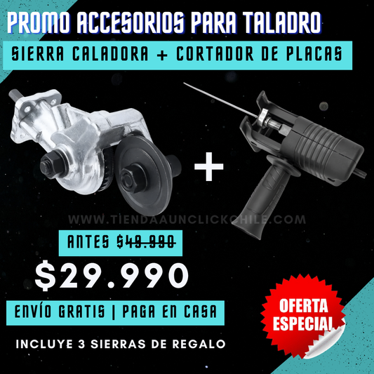 Adaptadores para Taladro: Cortador de placas + Sierra Caladora