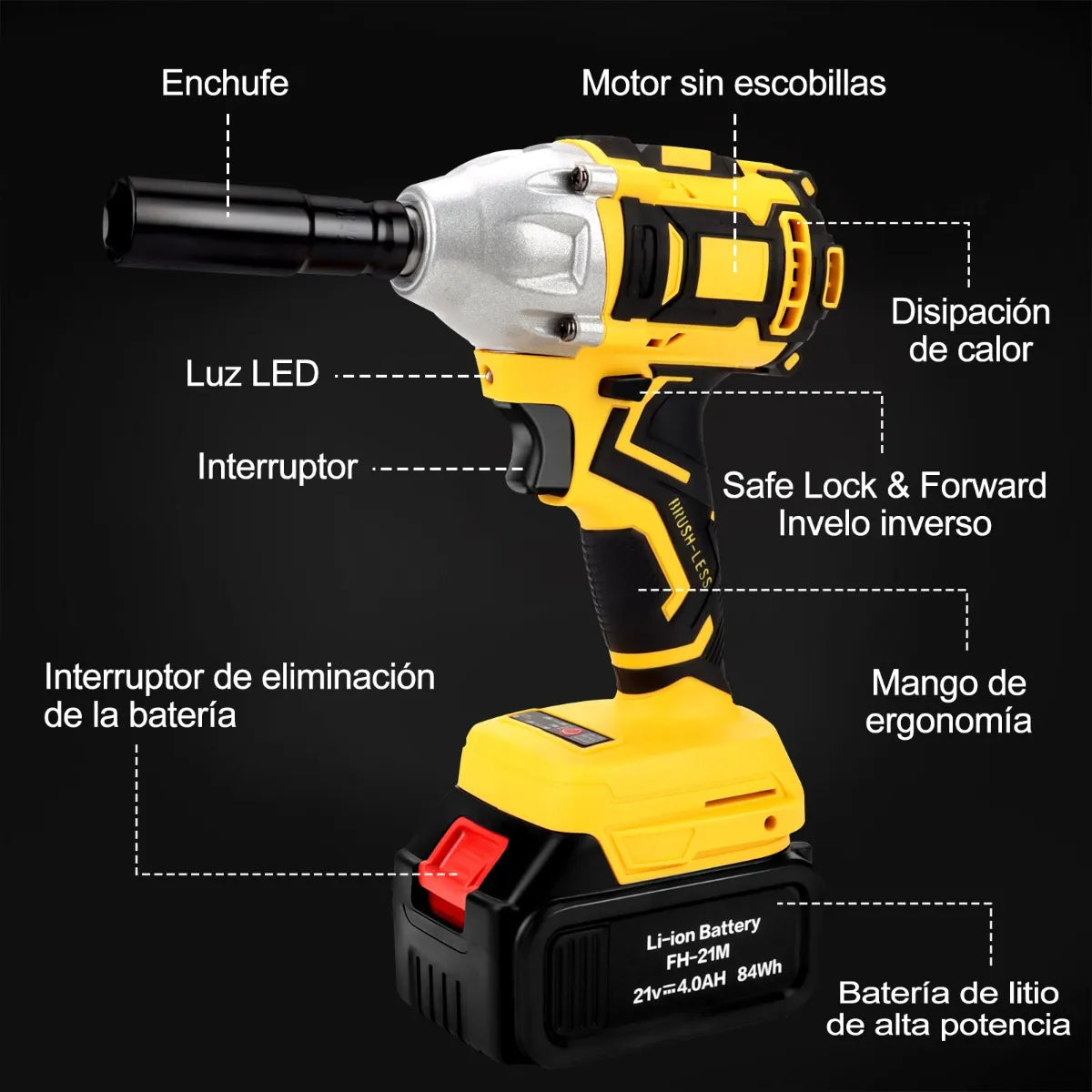 Llave de Impacto + 2 Bateria de 48V + Accesorios🎁