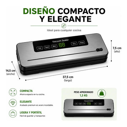 Selladora Al Vacío Panel Digital + 10 Bolsas de Regalo🎁
