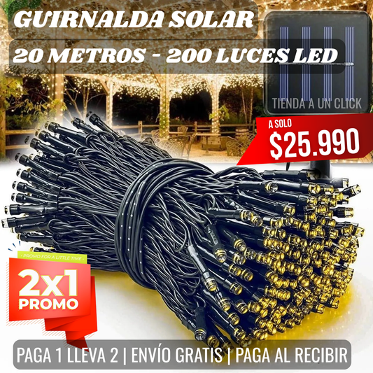 GUIRNALDA SOLAR 20 Metros - 200 Luces Led 2x1