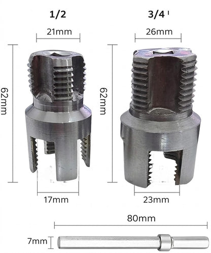 2 x Roscador Tubo PVC y PPR  1/2 Y 3/4 Adaptador de Taladro