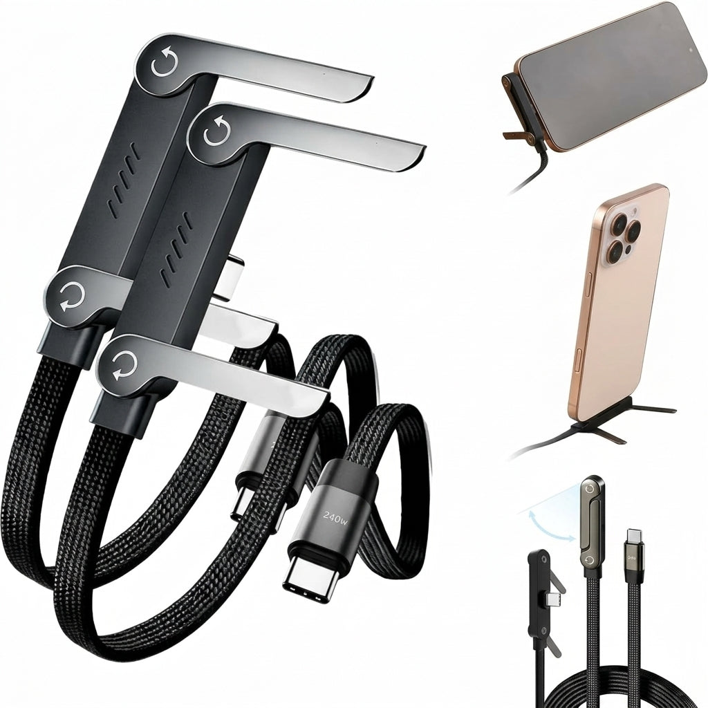 2 x Cable con Soporte tipo C - Carga Rápida 240W