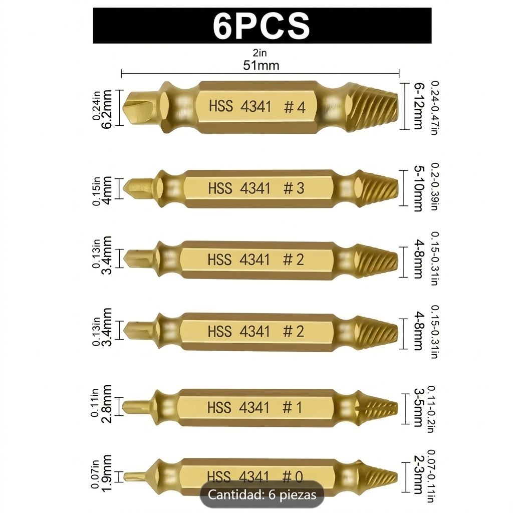 🔥OFERTA Pack 6 Extractores de Tornillo y Pernos
