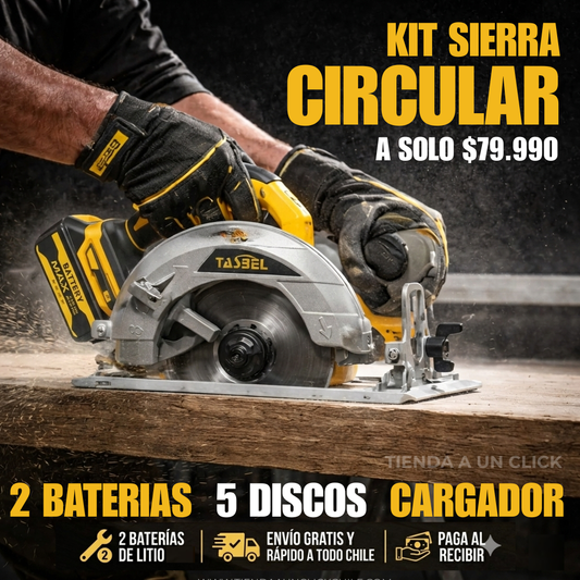 SIERRA CIRCULAR TASBEL™ + 2 BATERÍAS DE LITIO + 5 DISCOS DE REGALO 🎁