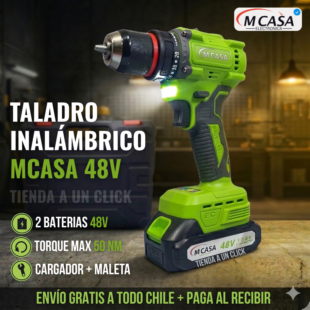 Taladro Inalámbrico MCASA™ + 2 Baterias de Litio 48V