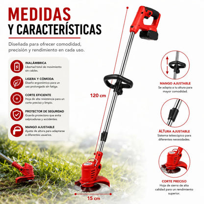 Cortadora de Césped Inalámbrica +  2 Batería Litio Recargables🎁